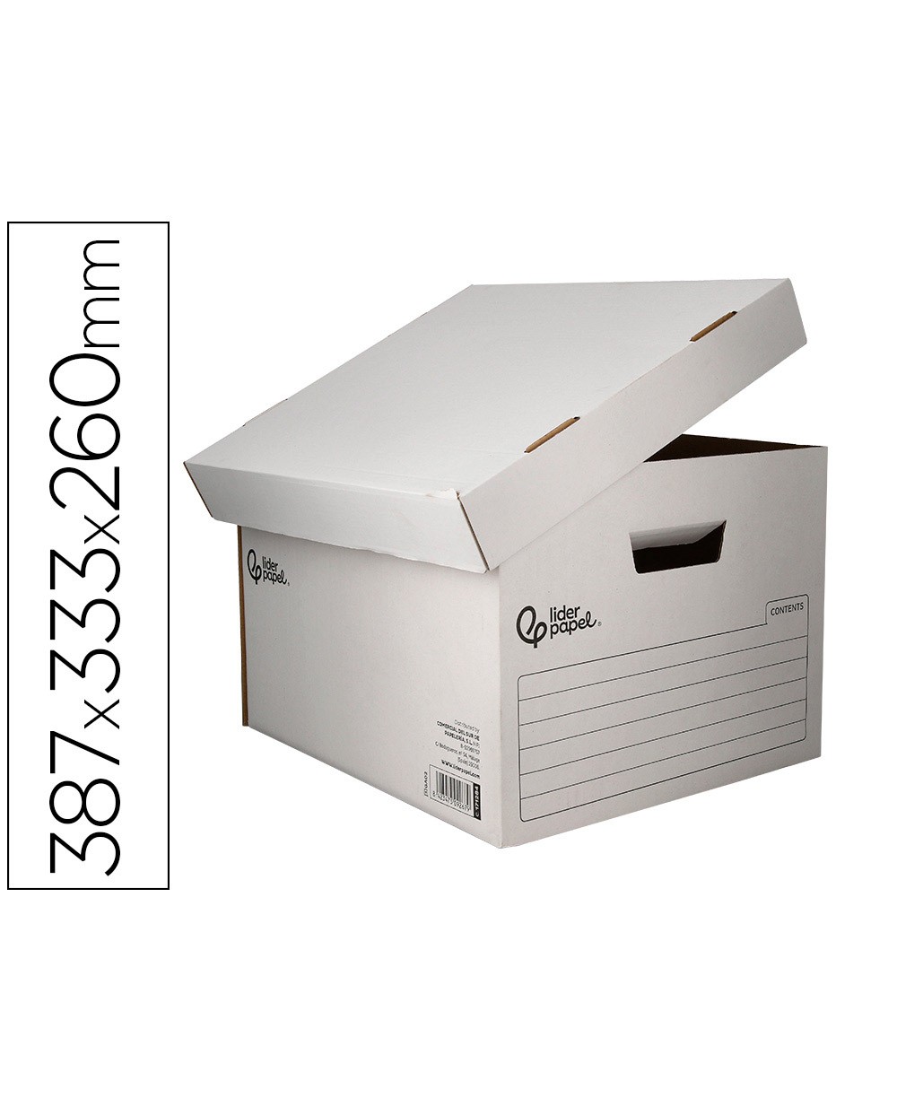 Cajon contenedor liderpapel carton automatico para 3 cajasarchivo def folio 4 archivadores a z 387x333x260mm