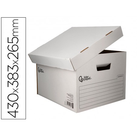 Cajon contenedor liderpapel carton automatico para 4 cajasarchivo def folio 5 archivadores a z 430x383x265mm