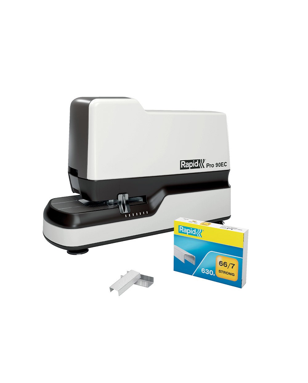 Grapadora rapid pro 90ec electrica blanco capacidad 50 hojas usa grapas n 66 y n 44