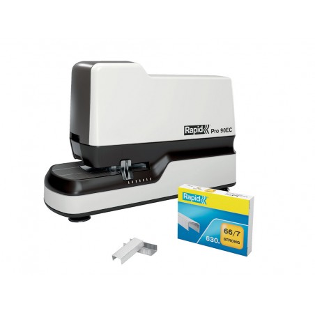 Grapadora rapid pro 90ec electrica blanco capacidad 50 hojas usa grapas n 66 y n 44