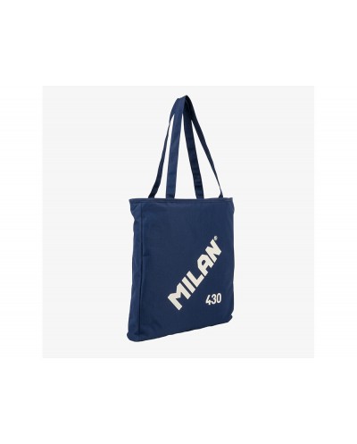 Bolsa con asas milan tote bag dos cremalleras serie 1918 color azul 380x360x65 mm