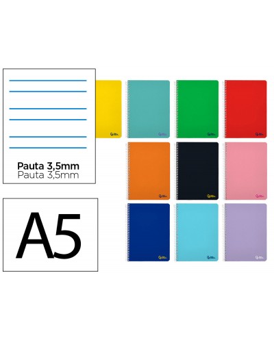 Cuaderno espiral liderpapel din a5 smart tapa blanda 80h 75gr rayado montessori 35mm colores surtidos
