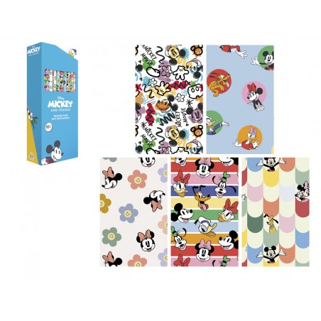 Papel de regalo basika disney mickey and friends rollo ancho 70 cm longitud 2 mt disenos surtidos gramaje 60