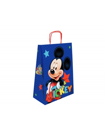 Bolsa para regalo basika papel celulosa 90 gr mickey con asa retorcida tamano l 320x140x400 mm