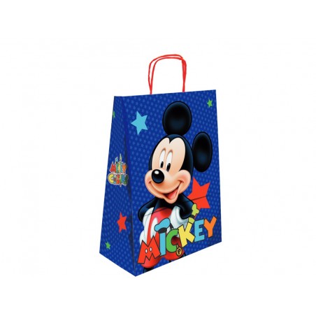 Bolsa para regalo basika papel celulosa 90 gr mickey con asa retorcida tamano l 320x140x400 mm