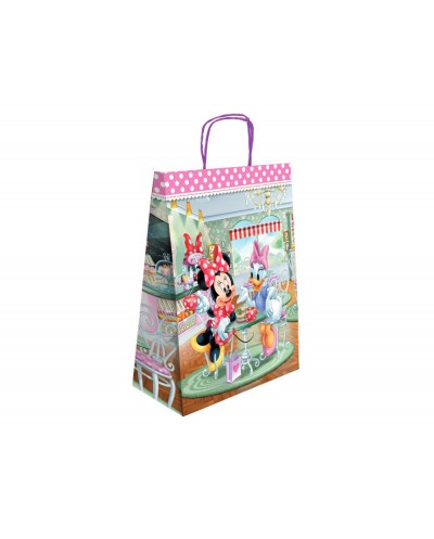 Bolsa para regalo basika papel celulosa 90 gr minnie con asa retorcida tamano l 320x140x400 mm