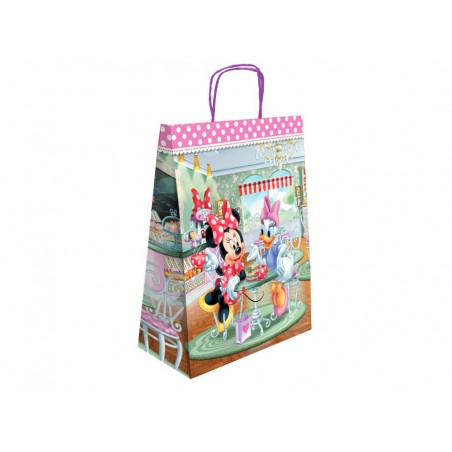 Bolsa para regalo basika papel celulosa 90 gr minnie con asa retorcida tamano l 320x140x400 mm