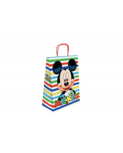 Bolsa para regalo basika papel celulosa 90 gr mickey con asa retorcida tamano s 240x100x320mm