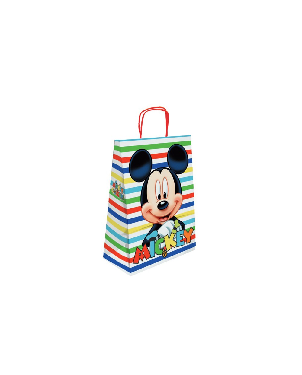 Bolsa para regalo basika papel celulosa 90 gr mickey con asa retorcida tamano s 240x100x320mm