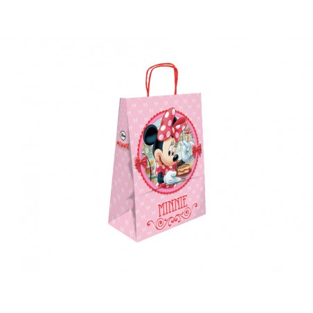 Bolsa para regalo basika papel celulosa 90 gr minnie con asa retorcida tamano s 240x100x320mm