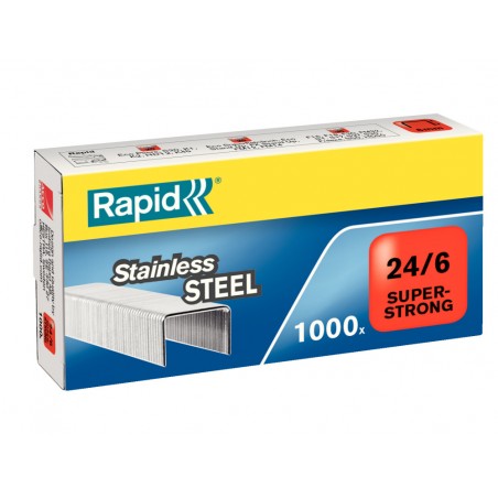 Grapas rapid 24 6 super strong acero inoxidable caja 1000 unidades