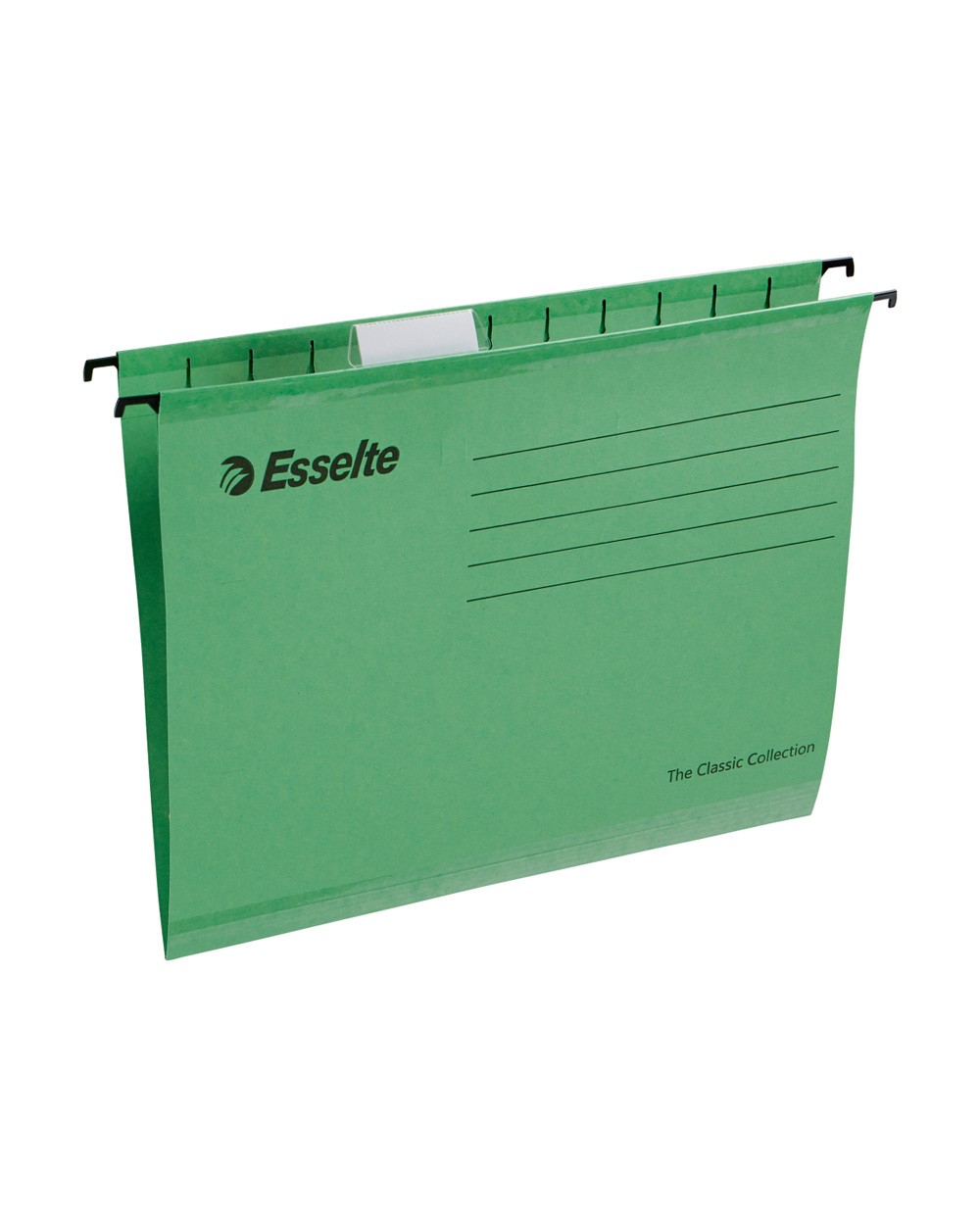 Carpeta colgante esselte din a4 kraft lomo v visor corto flexible verde caja de 25 unidades