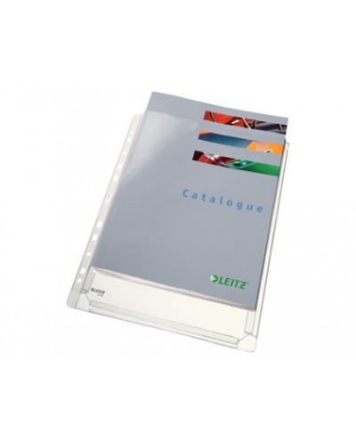 Funda multitaladro leitz con fuelle din a4 con refuerzo 170 mc cristal pack de 10 unidades