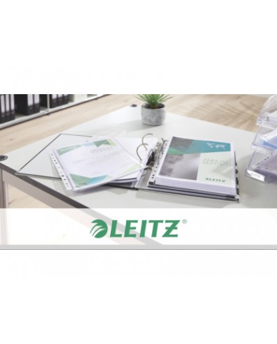 Funda multitaladro leitz con fuelle din a4 con refuerzo 170 mc cristal pack de 10 unidades