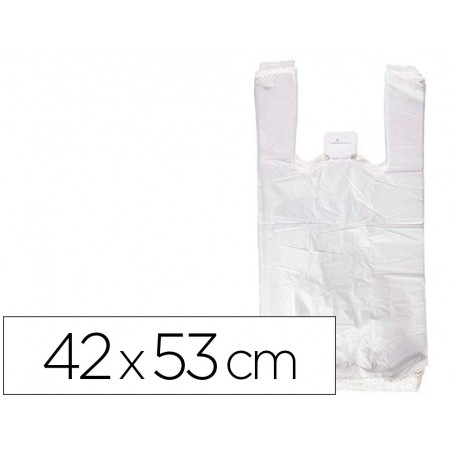 Bolsa camiseta reciclada 70 blanca 50 mc 42x53 cm apta legislacion de bolsas 2021