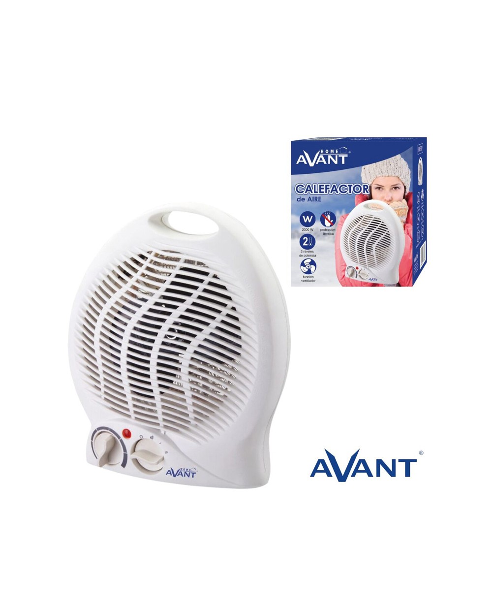Calefactor de aire avant vertical 2000w dos niveles potencia proteccion termica funcion ventilador color