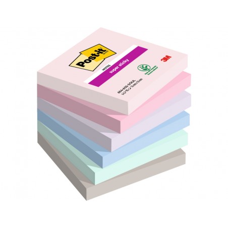 Bloc de notas adhesivas quita y pon post it super sticky carnival 100 pefc 76x127 mm pack de 6 blocs colores