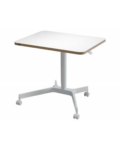Mesa leitz ergo regulable en altura neumatica tablero 80x60 cm con 4 ruedas color blanco