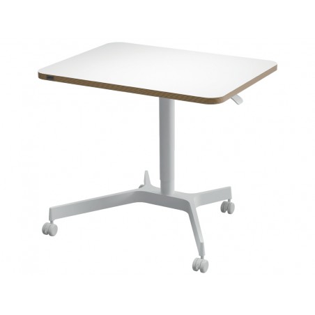 Mesa leitz ergo regulable en altura neumatica tablero 80x60 cm con 4 ruedas color blanco
