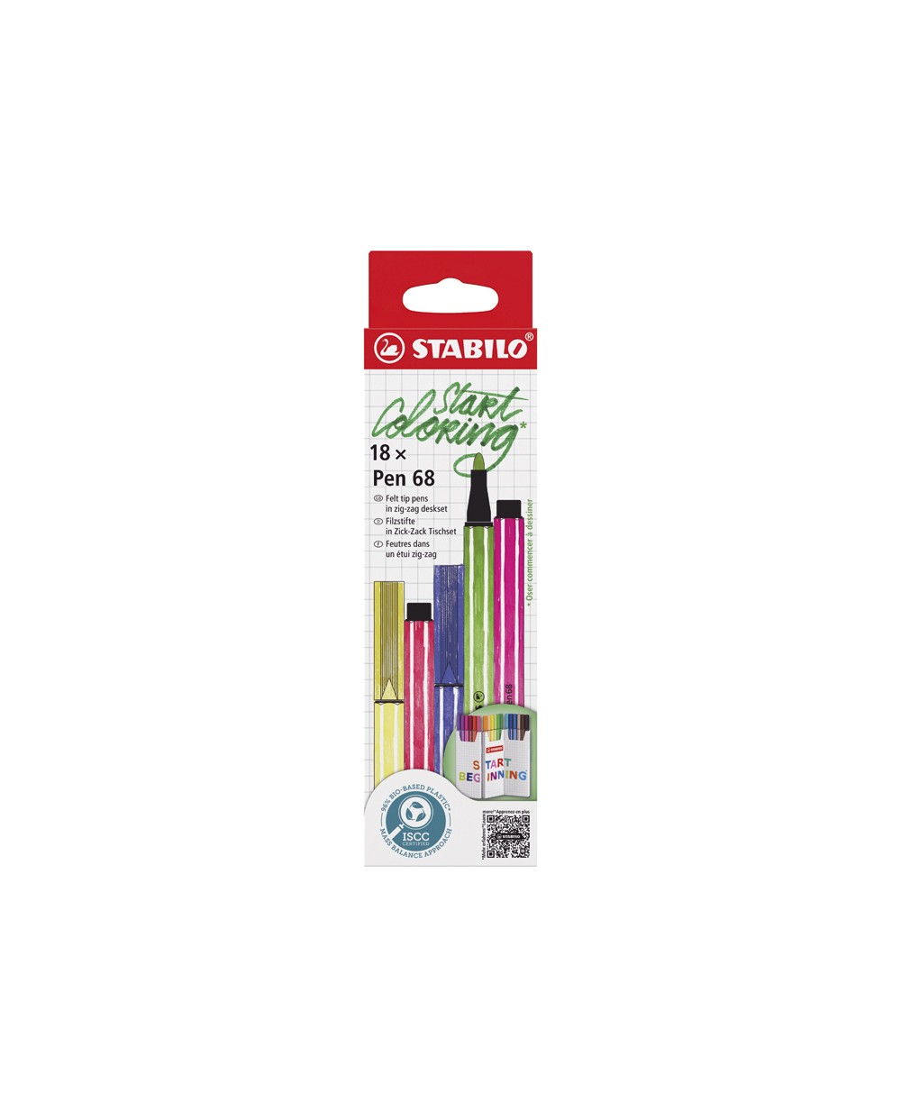 Rotulador stabilo acuarelable pen 68 zi zag estuche de 18 unidades colores surtidos