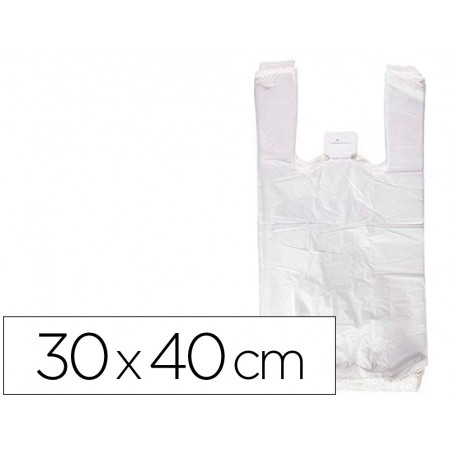 Bolsa camiseta reciclada 70 blanca 50 mc 30x40 cm apta legislacion de bolsas 2021