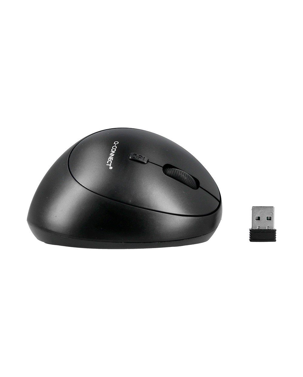 Raton q connect optico inalambrico ergonomico vertical dpi 800 1200 1600 pila aa negro