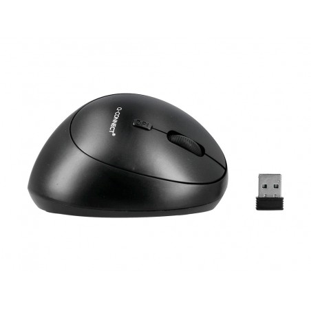 Raton q connect optico inalambrico ergonomico vertical dpi 800 1200 1600 pila aa negro