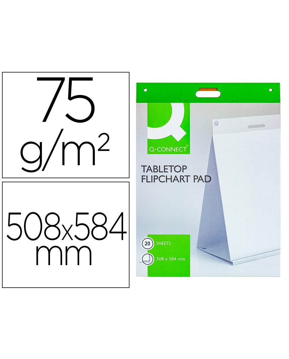 Bloc congreso q connect liso autoadhesivo sobremesa 508x584 mm 20 hojas papel blanco de 75g m2 fsc