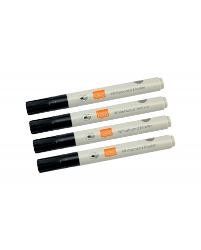 Rotulador nobo para pizarra blanca punta redonda 3 mm ecologico color negro blister de 4 unidades