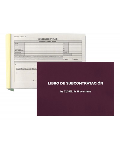 Libro liderpapel subcontratacion folio juego de 10 hojas autocopiativas