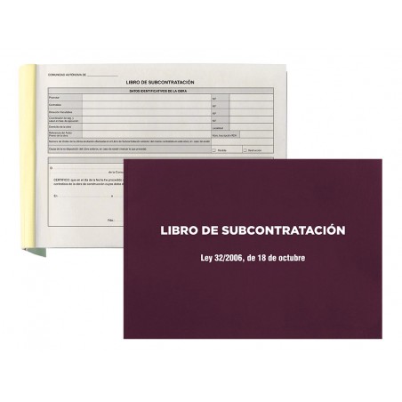 Libro liderpapel subcontratacion folio juego de 10 hojas autocopiativas