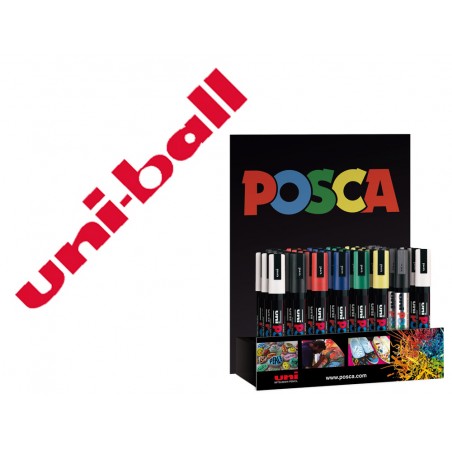 Rotulador uni ball posca pc5m pintura base al agua 18 25 mm expositor 36 unidades colores surtidos