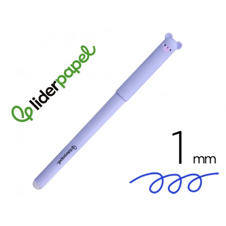 Boligrafo fantasia liderpapel animal town oso tinta azul borrable punta 1 mm