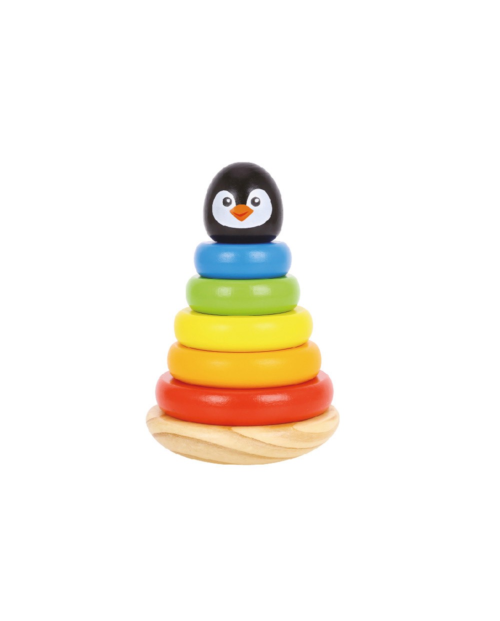 Juego infantil imaginovo madera forma de pinguino torre de formas apilables 12 meses 7 piezas 18x12x12cm