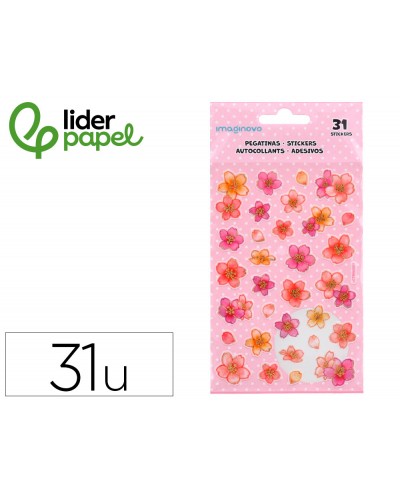 Pegatinas imaginovo flores rosas de papel 190x104 mm en blister