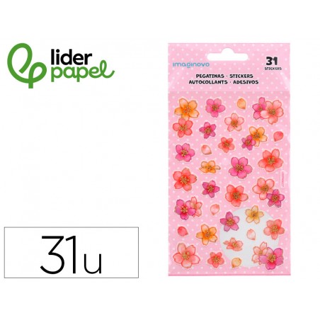 Pegatinas imaginovo flores rosas de papel 190x104 mm en blister