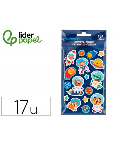 Pegatinas imaginovo luminosas astronautas luminosas 250x145 mm en blister