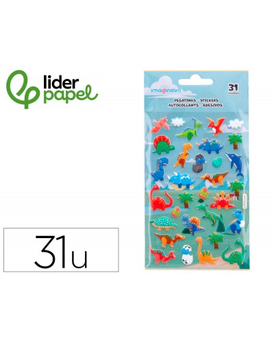 Pegatinas imaginovo kids dinosaurios goma eva 190x105 mm en blister