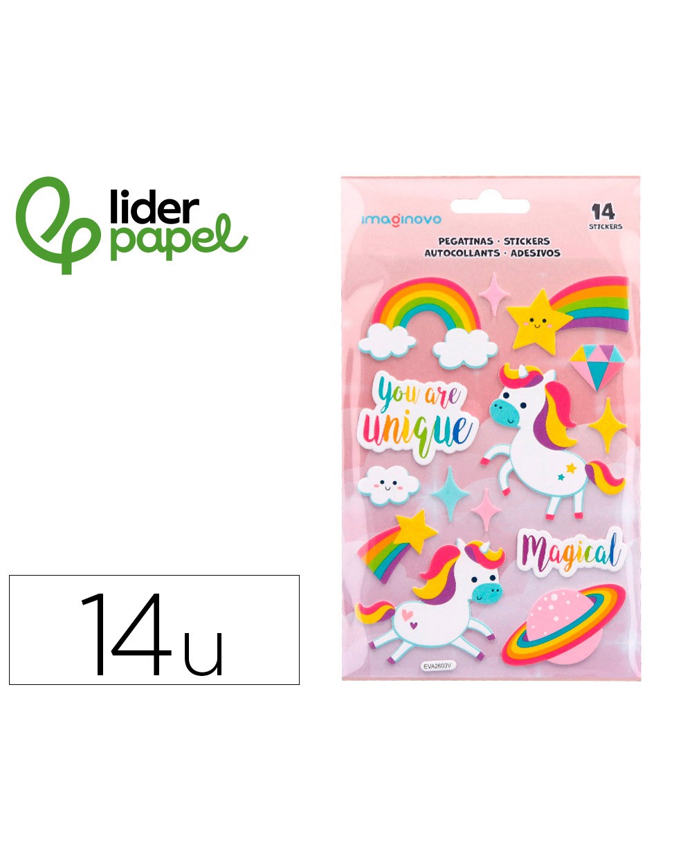 Pegatinas imaginovo unicornios magic dreams con relieve 210x130 mm en blister