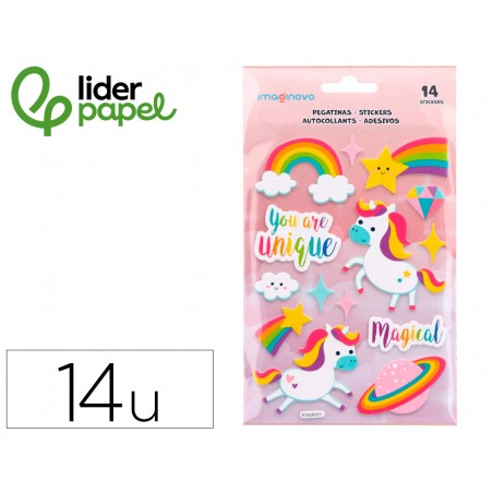 Pegatinas imaginovo unicornios magic dreams con relieve 210x130 mm en blister