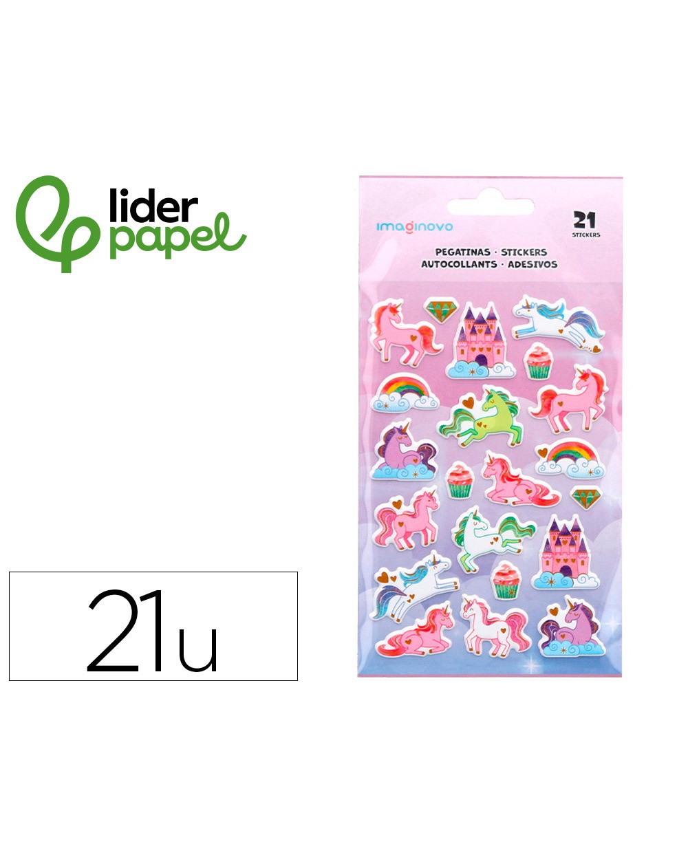 Pegatinas imaginovo unicornios magic dreams con relieve 190x105 mm en blister