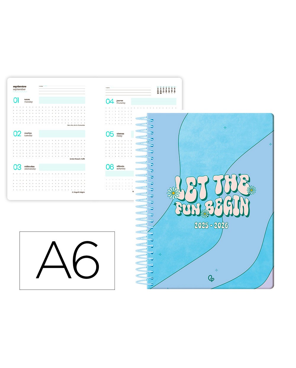 Agenda escolar liderpapel 25 26 espiral zante dia pagina a6 bilingue papel fsc 80 gr