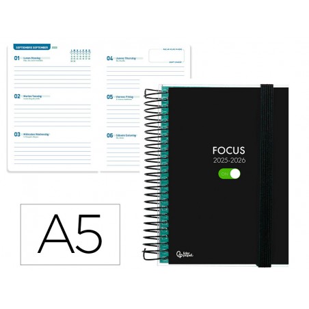 Agenda escolar liderpapel 25 26 espiral personalizable semana vista a5 bilingue papelfsc 70 gr