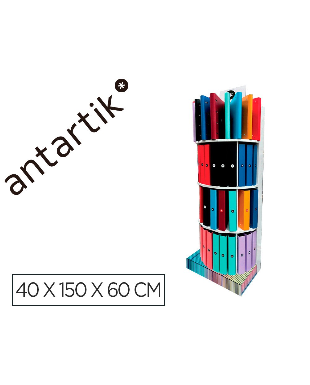 Carpeta antartik expositor de suelo carton con 80 unidades surtidas 40x150x60 cm