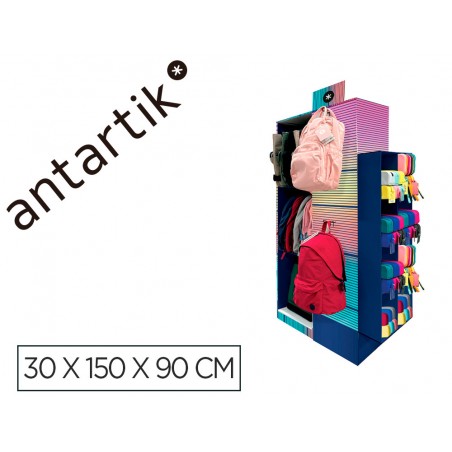 Mochila y estuche portatodo antartik expositor de suelo carton con 46 unidades surtidas 30x150x90 cm