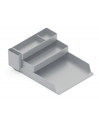 Bandeja sobremesa plastico q connect organizador de escritorio con 4 departamentos color gris