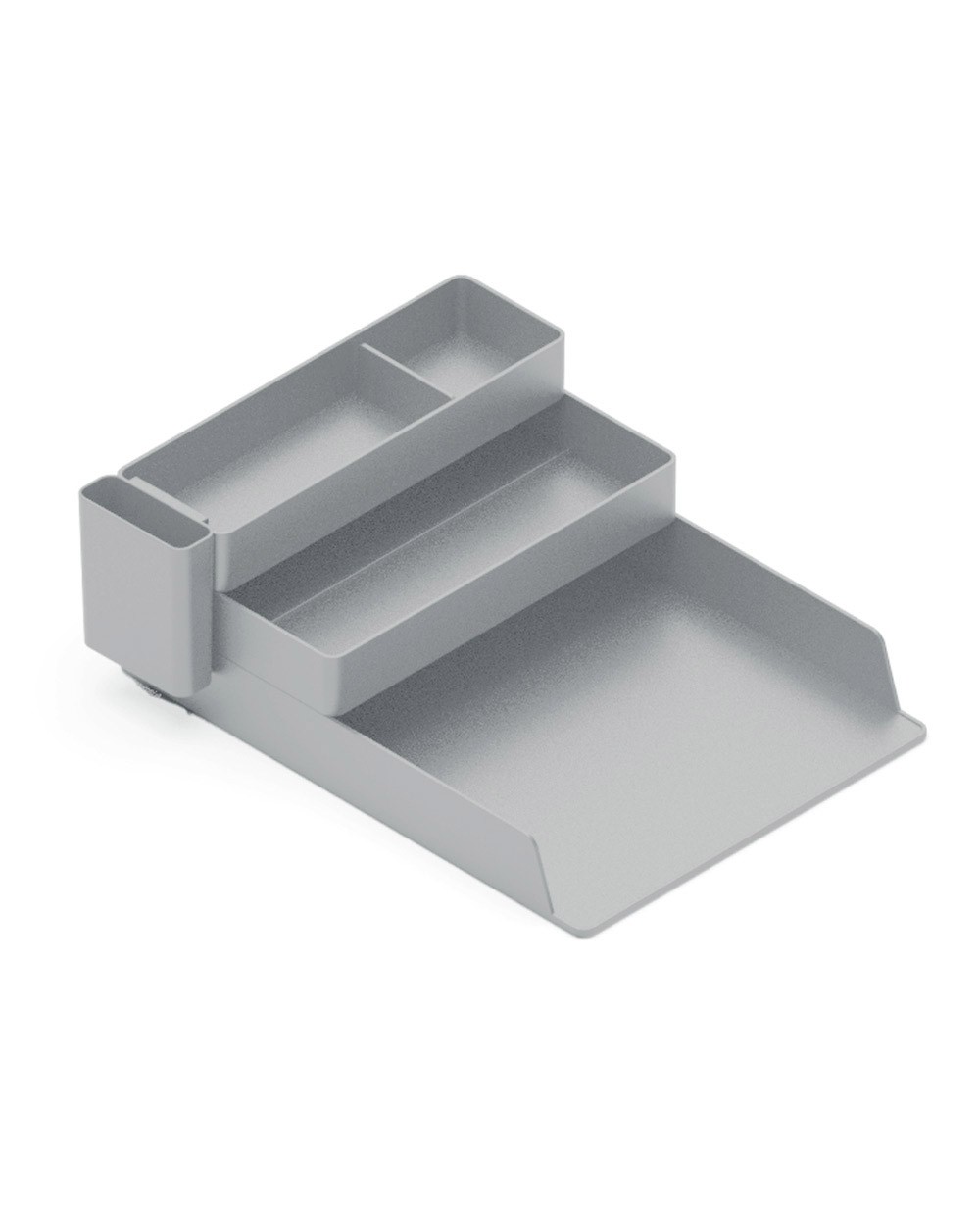 Bandeja sobremesa plastico q connect organizador de escritorio con 4 departamentos color gris