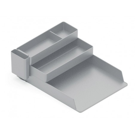 Bandeja sobremesa plastico q connect organizador de escritorio con 4 departamentos color gris