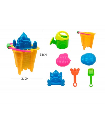 Cubo de playa ao zhi para jugar con la arena set 7 piezas palacio