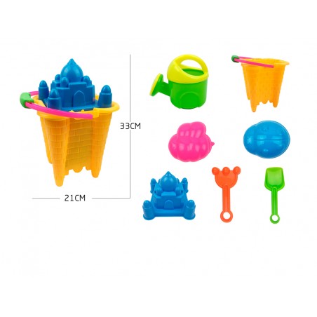 Cubo de playa ao zhi para jugar con la arena set 7 piezas palacio